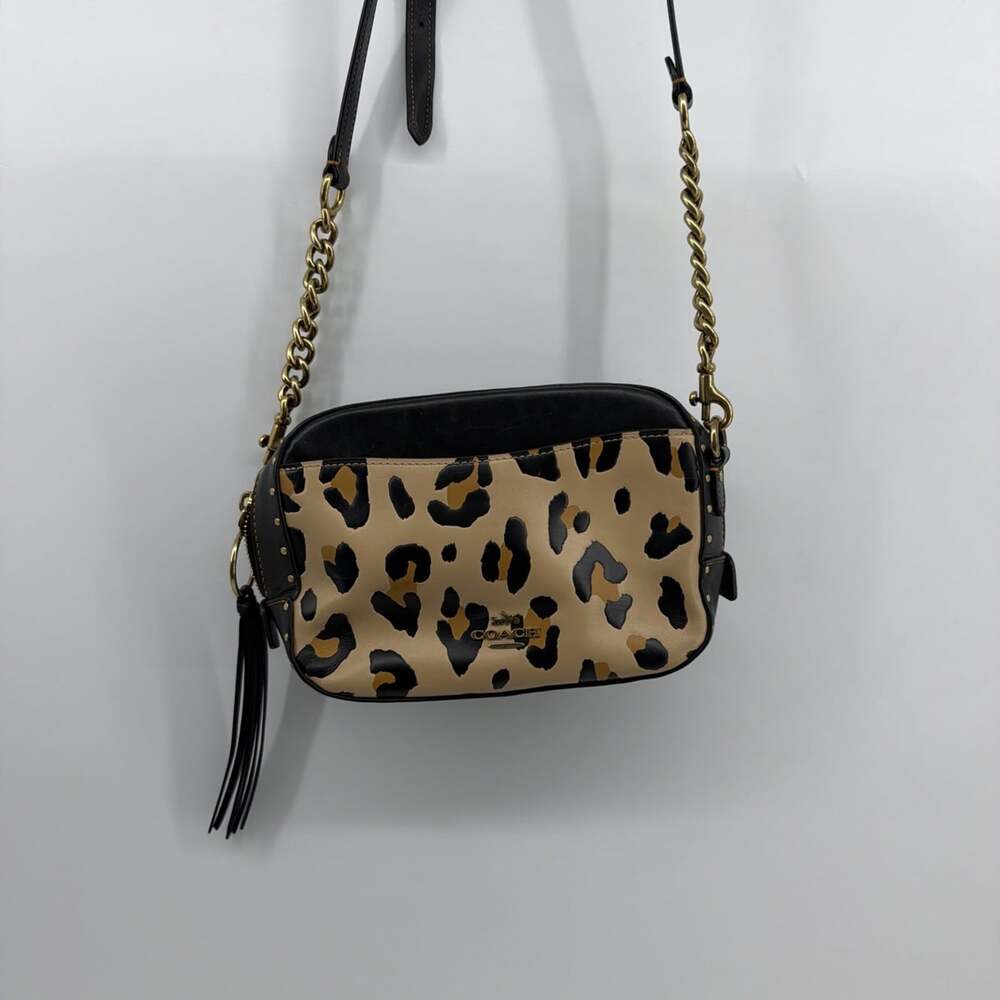 Coach Jamie Camera Bag in Signature Canvas with a Leopard Print Adjustable Strap - Picture 2 of 12